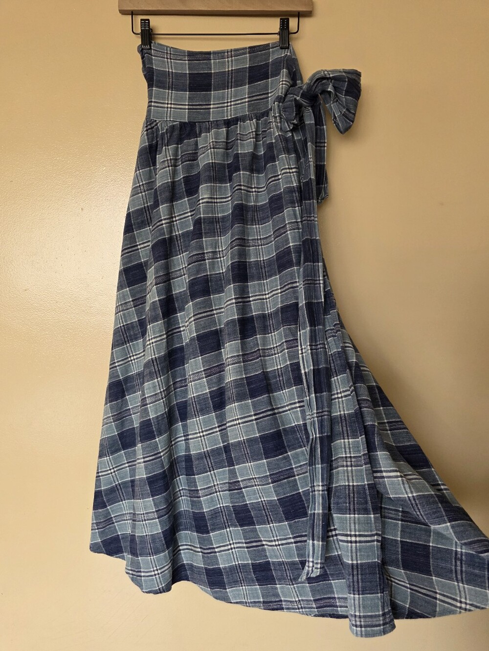 VTG 80s Ralph Lauren Blue Label Bergdorf Goodman Madras Plaid Wrap Maxi Skirt 10 - Picture 2 of 16